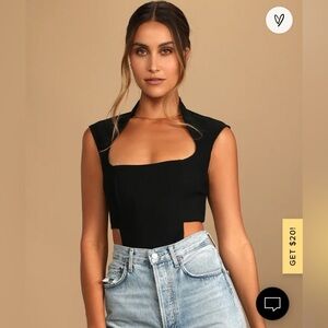 NWOT Black Lulus “Plenty To Love” Cut-Out bodysuit